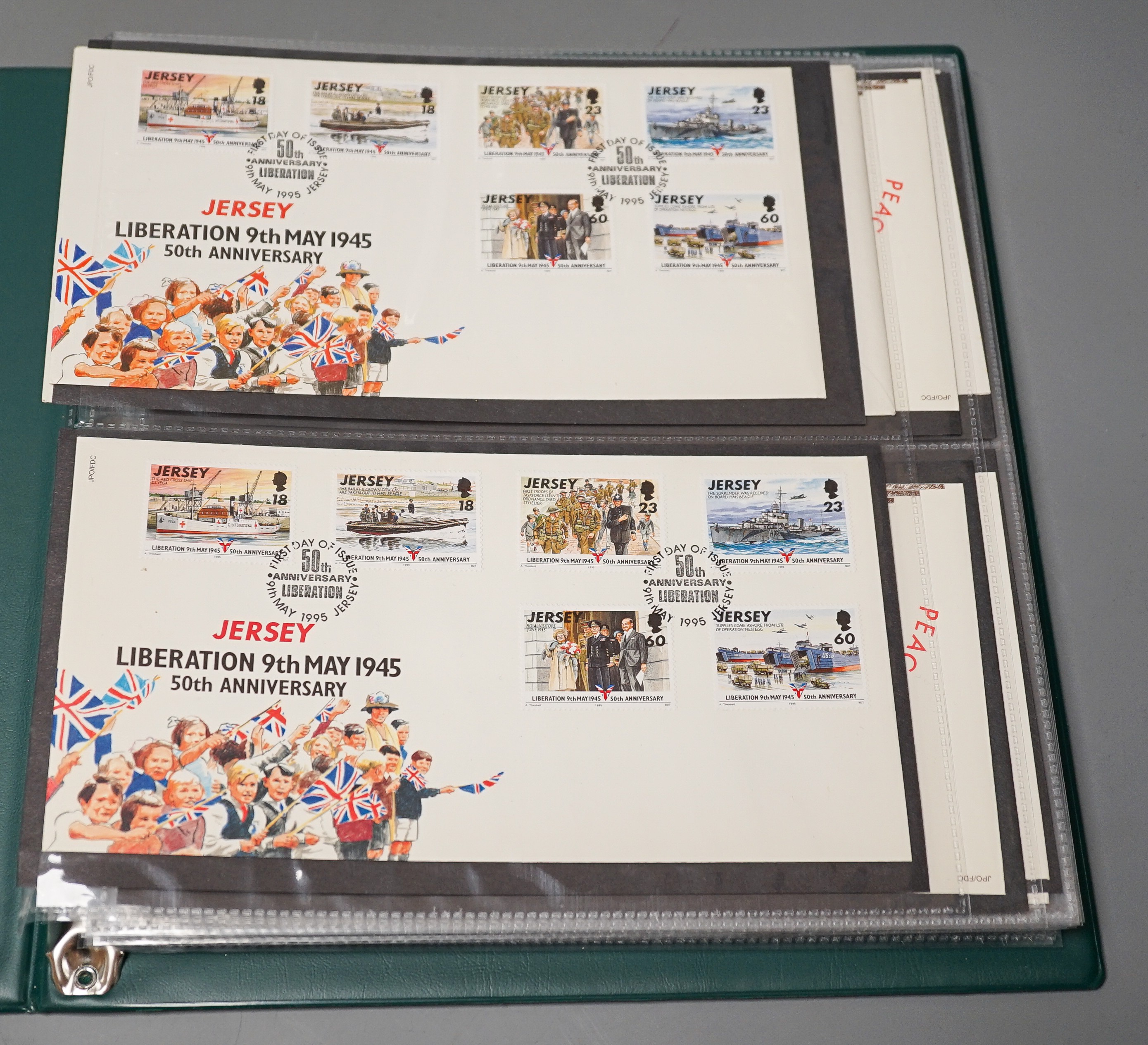 Seven albums of Jersey and Guernsey first day covers